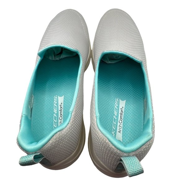Skechers Sneakers Womens Size 10 Gray Teal Arch Comfort Athletic Slip On Shoes - Picture 6 of 11
